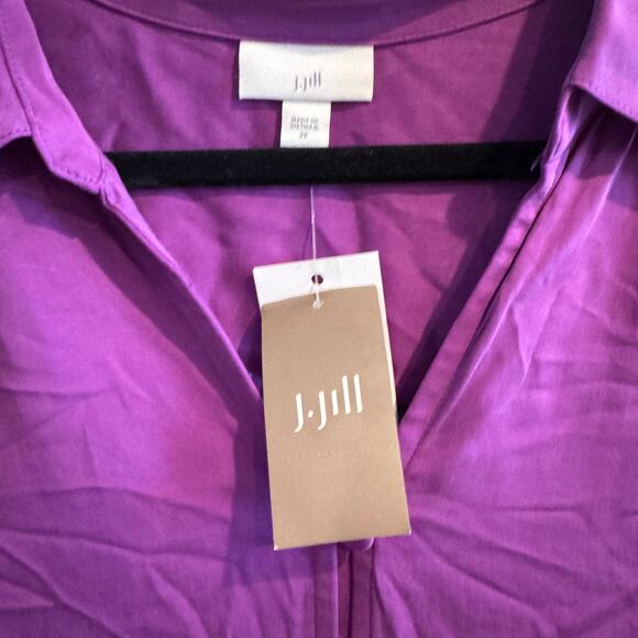 New J. Jill Top Purple Collared Button Front Long Sleeve Sz 2X Women's - Picture 2 of 6